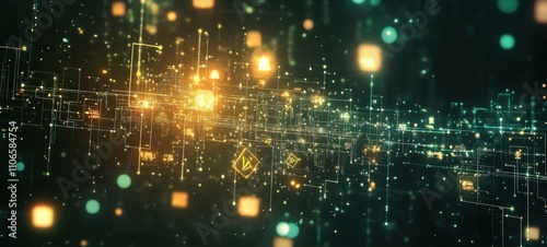 Wallpaper Mural Abstract Digital Network: A Symphony of Data and Connections Torontodigital.ca