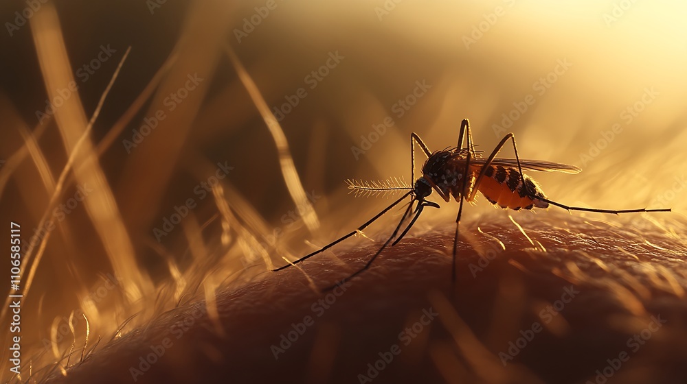Naklejka premium Aedes Mosquito on Skin for Healthcare Editing