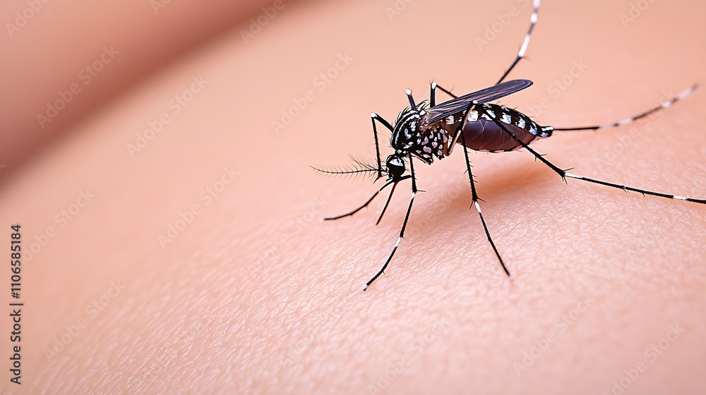 Aedes Mosquito on Skin for Healthcare Editing Aedes Mosquito on Skin for Healthcare Editing