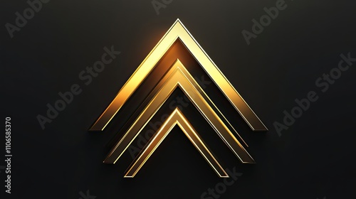 Golden Triangular Abstract Design on Black Background