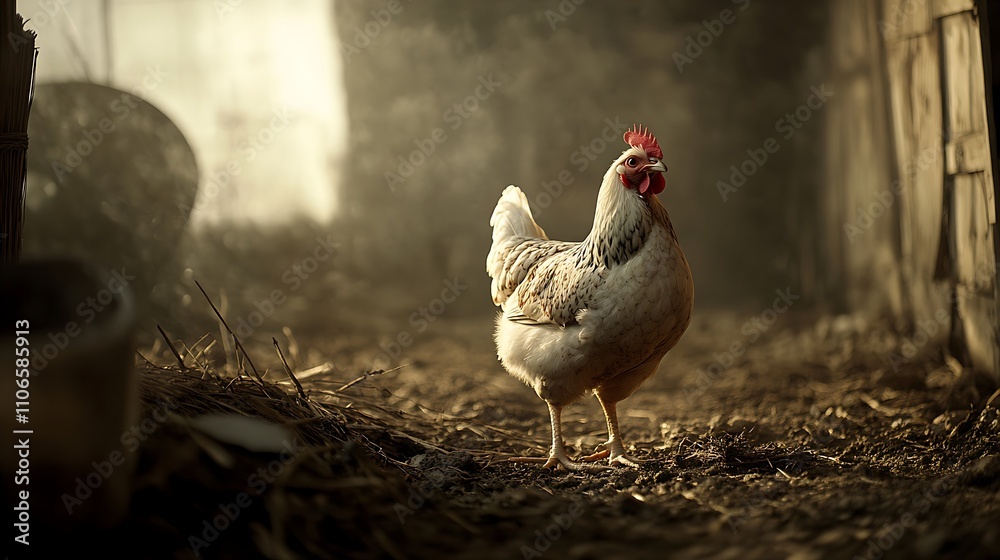 Fototapeta premium Free-Range Chicken: Editable Avian Flu Awareness Visual