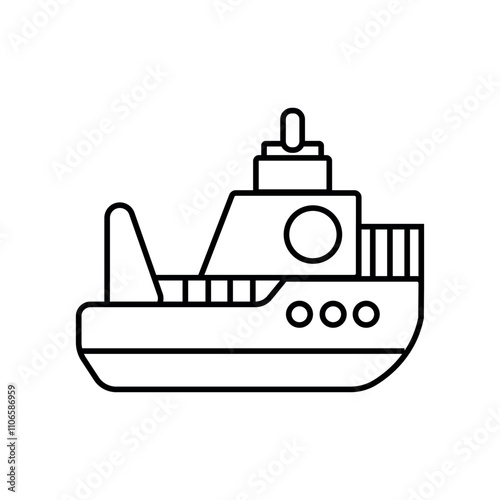 warship icon, simple white background eps 10, military or police transport