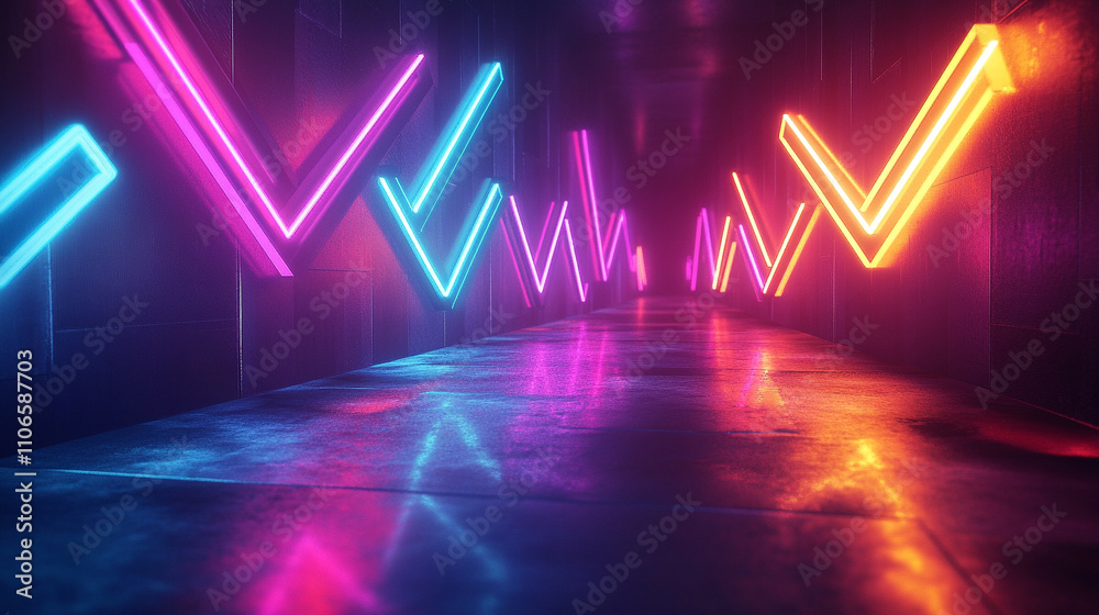 Ai-generated neon glow art installation urban gallery digital artwork modern environment abstract viewpoint creative concept Ai-generated neon glow art installation urban gallery digital artwork modern environment abstract viewpoint creative concept