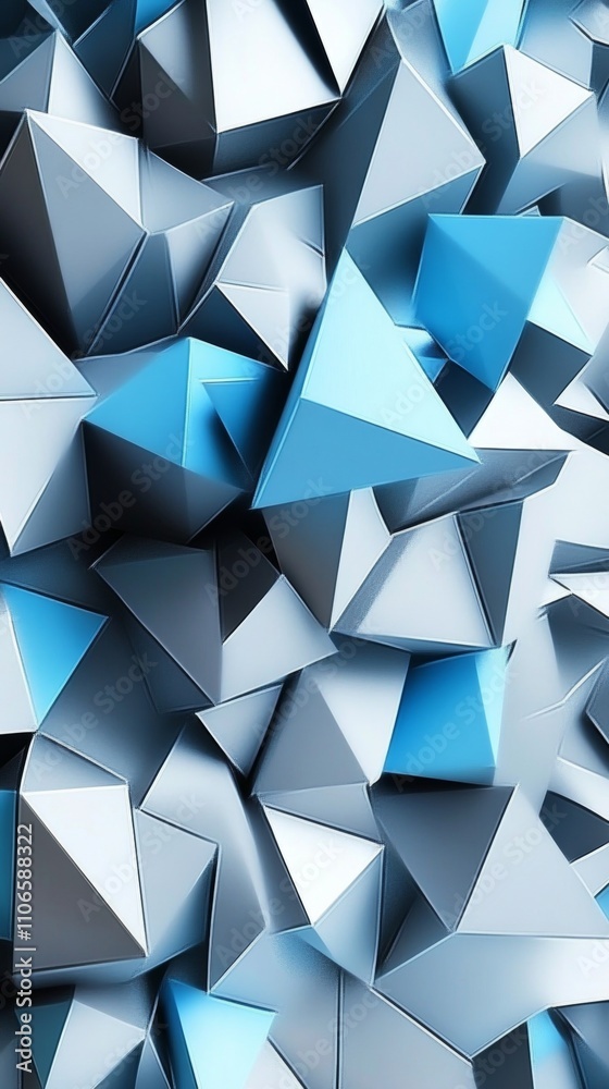 Obraz premium 3D wallpaper with a blue and grey background with pyramid shapes