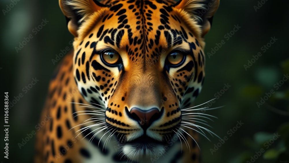 Obraz premium A captivating close-up of a leopard, emphasizing its unique coat and intense eyes, conveying the wild beauty and strength of this majestic predator.