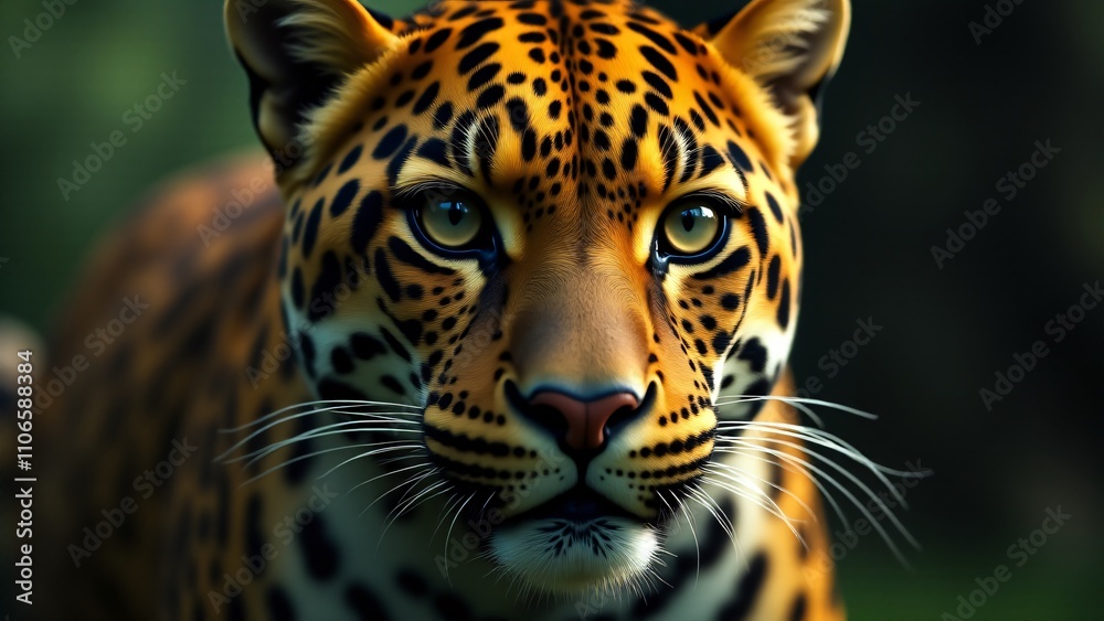 A captivating close-up of a leopard, emphasizing its unique coat and intense eyes, conveying the wild beauty and strength of this majestic predator. A captivating close-up of a leopard, emphasizing its unique coat and intense eyes, conveying the wild beauty and strength of this majestic predator.