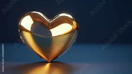 A Shiny Golden Heart Reflects Light Beautifully