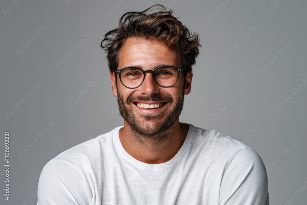 a Caucasian man, aged 30s to 50s, in minimal professional clothing, standing confidently with a relaxed, welcoming expression against a gray backdrop. a Caucasian man, aged 30s to 50s, in minimal professional clothing, standing confidently with a relaxed, welcoming expression against a gray backdrop.