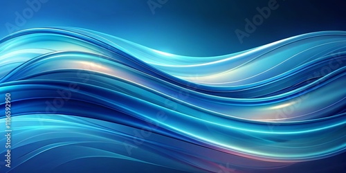 Abstract Flowing Blue Waves on a Dark Canvas