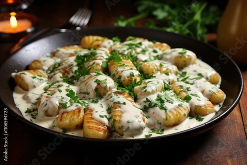 Wallpaper Mural Creamy Potato Gratin with Basil, Parsley, and Herb Sauce Torontodigital.ca