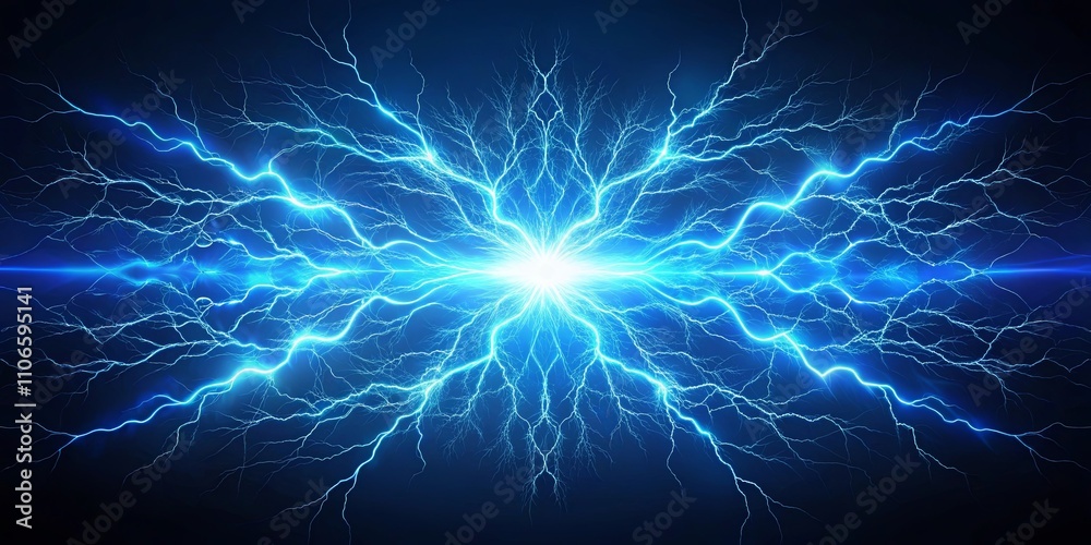Abstract Electric Storm An Electrifying Display of Blue Lightning Bolts Emanating from a Central Point on a Dark Background Abstract Electric Storm An Electrifying Display of Blue Lightning Bolts Emanating from a Central Point on a Dark Background