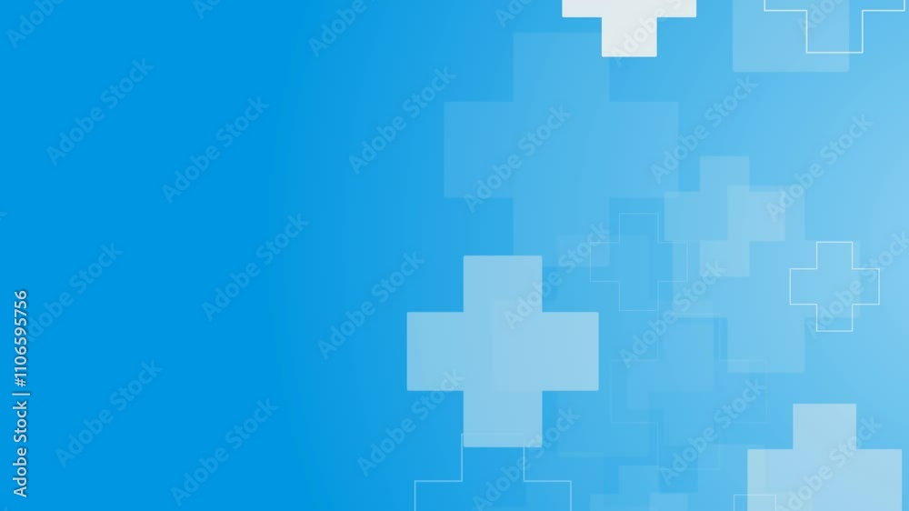 Blue Medical Background with Animated Cross medical icons 4K Healthcare Footage Video