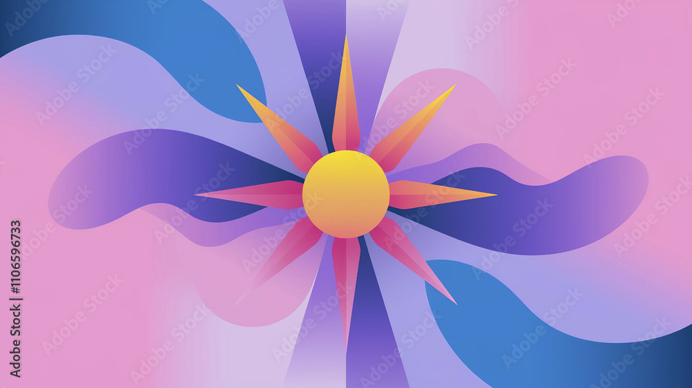Stylized Sun with Pastel Swirl Background Stylized Sun with Pastel Swirl Background