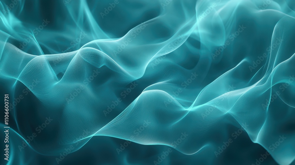 Obraz premium Colorful waves of blue light create an enchanting abstract pattern, showcasing flowing textures and illuminated edges that evoke a dreamlike ambiance.
