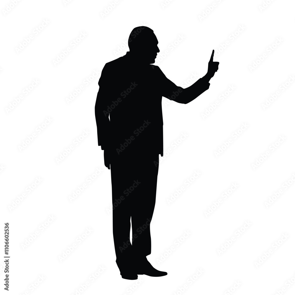 Silhouette pose of a man pointing his index finger forward Silhouette pose of a man pointing his index finger forward