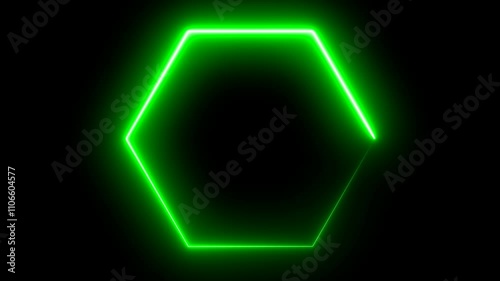 Abstract neon Hexagonal frame seamless loop 4k video animation background. Hexagonal frame line moving neon light overlay, seamless concert. Advance futuristic energy Hexagonal in line.