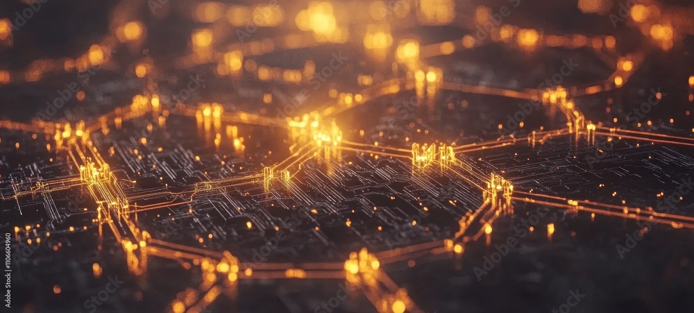 Abstract Digital Network: Glowing Circuit Board Abstract Digital Network: Glowing Circuit Board