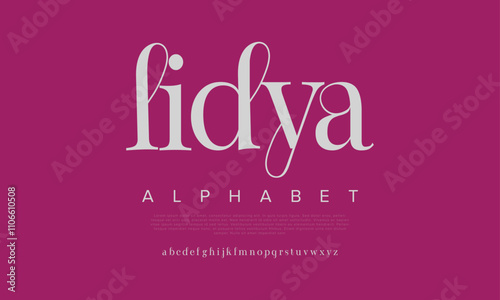 Lidya typography beauty fashion elegant minimalist serif italic fonts decorative wedding vintage retro logos. Minimal luxury font alphabet logo. Vector illustration