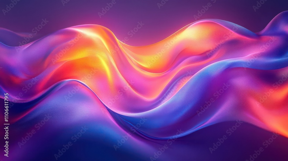 custom made wallpaper toronto digitalA vibrant abstract wave of colorful gradients in shades of purple, orange, and pink, creating a smooth and dynamic flow.