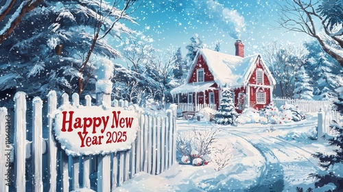 A winter wonderland scene with 