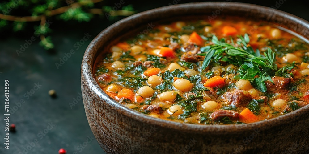 Hearty Chickpea Stew with Vegetables Herbs Healthy Delicious Comforting Soup Recipe Nutritious Meal Carrots Spinach Rustic Bowl for Cozy Warm Winter Dinners Hearty Chickpea Stew with Vegetables Herbs Healthy Delicious Comforting Soup Recipe Nutritious Meal Carrots Spinach Rustic Bowl for Cozy Warm Winter Dinners