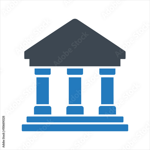 Building icon. Building with iconic columns. Historic building icon