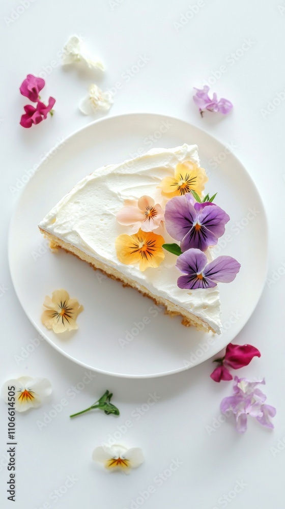 きれいな白い背景に花飾りが付いたエレガントな春のケーキ きれいな白い背景に花飾りが付いたエレガントな春のケーキ