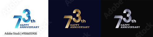 Abstract Twist Logo Anniversary 73th, 73th Happy Anniversary with Colorful Gradient, Luxury Gold and Elegant Silver