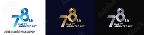 Abstract Twist Logo Anniversary 78th, 78th Happy Anniversary with Colorful Gradient, Luxury Gold and Elegant Silver