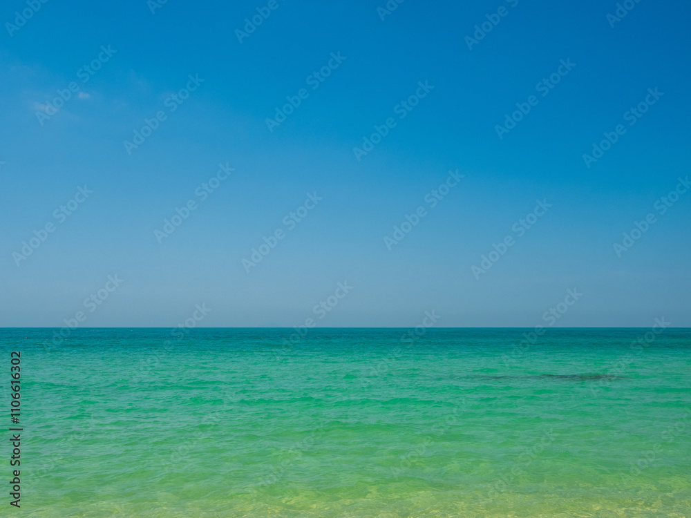 Horizon photogrphy beautiful landscape summer season panorama view tropical sea beach white sand clean blue sky background calm nature ocean wave water travel holiday at samae san island sun day time. Horizon photogrphy beautiful landscape summer season panorama view tropical sea beach white sand clean blue sky background calm nature ocean wave water travel holiday at samae san island sun day time.