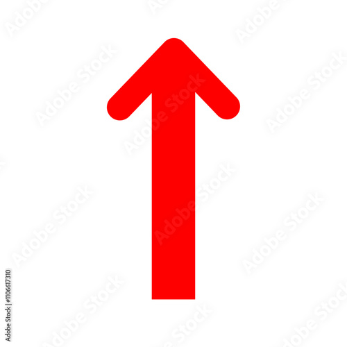 red arrow up icon isolated on white background. upward straight direction sign