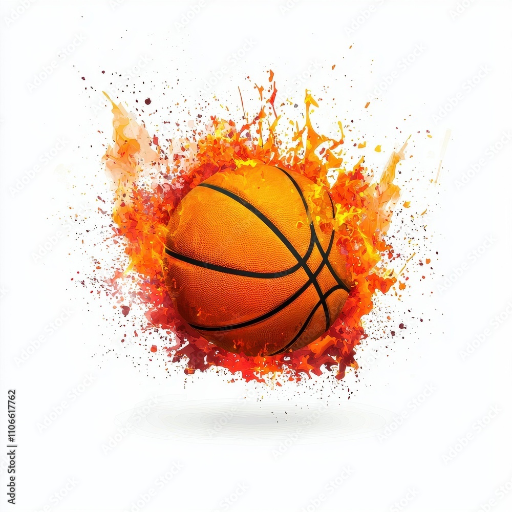 Fiery Basketball Splash Sports Graphic Competition Illustration Fiery Basketball Splash Sports Graphic Competition Illustration