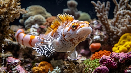 Striped Cardinalfish in Vibrant Coral Reef Habitat AI Generated