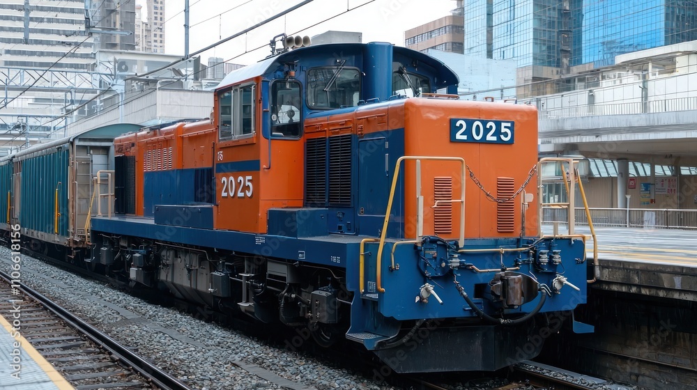 A train engine where the written text A train engine where the written text