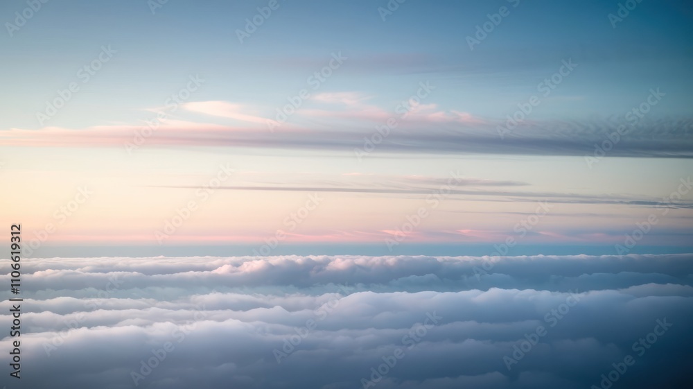A breathtaking view above the clouds during sunrise. A breathtaking view above the clouds during sunrise.