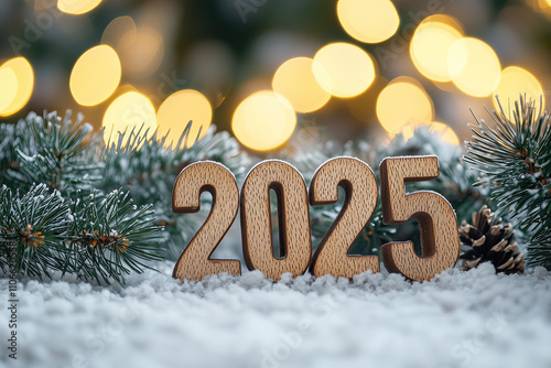 วัสดุไม้ของข้อความสุขสันต์วันคริสต์มาส 2025 ใส่ในพื้นที่คัดลอกสำหรับของขวัญผลิตภัณฑ์ใหม่