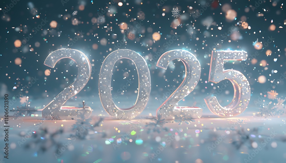 shimmering 2025 numbers surrounded by delicate snowflakes festive glow shimmering 2025 numbers surrounded by delicate snowflakes festive glow