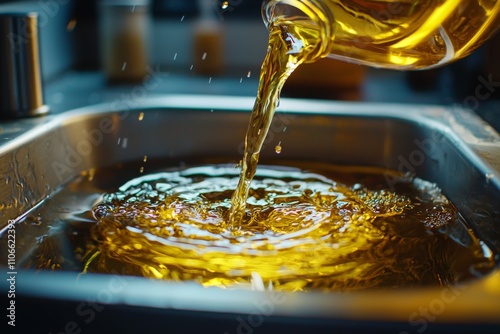 Used Cooking oil being poured to container
