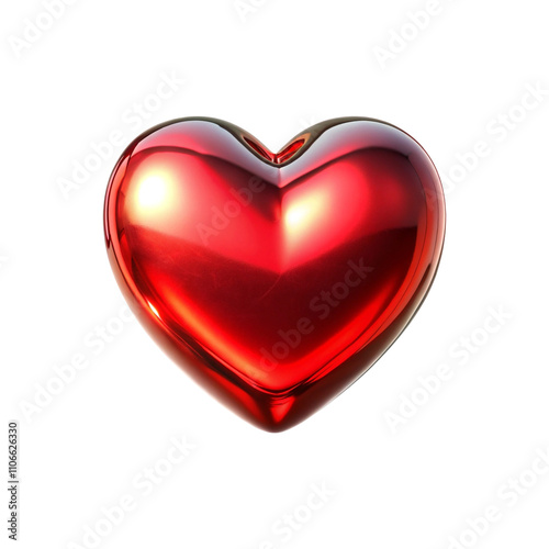 A 3d red heart isolated on transparent background, PNG file, red heart