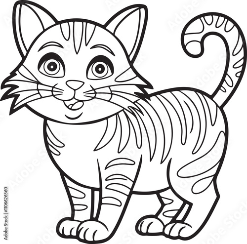 Cute cartoon cat. Vector illustration isolated on a white background.