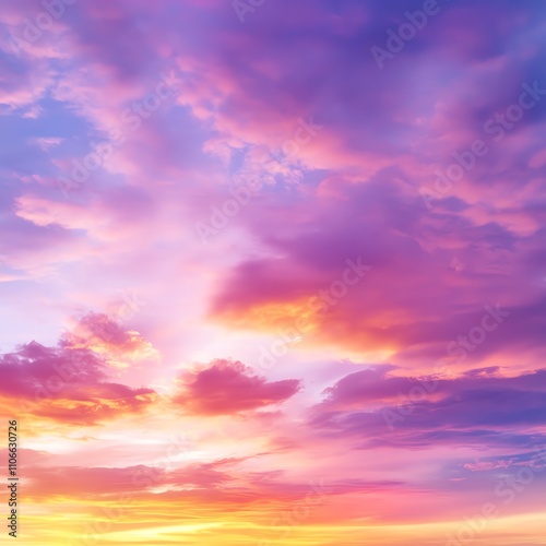 Stunning sunset with vibrant purple and orange clouds in the sky.