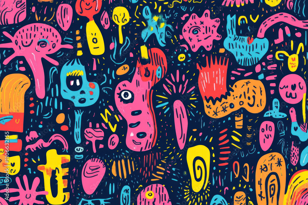 Fototapeta premium A colorful pattern of diverse faces.