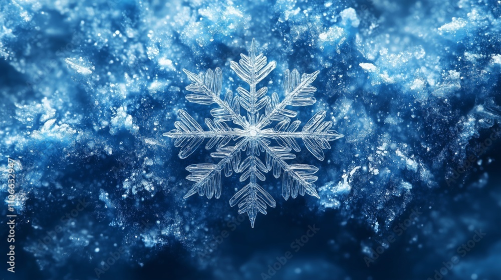 A Beautiful Snowflake Captured on a Crystal Clear Surface A Beautiful Snowflake Captured on a Crystal Clear Surface