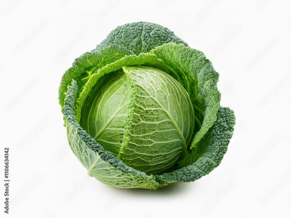 Fototapeta premium Fresh cabbage isolated on white background with clipping path and full depth of field