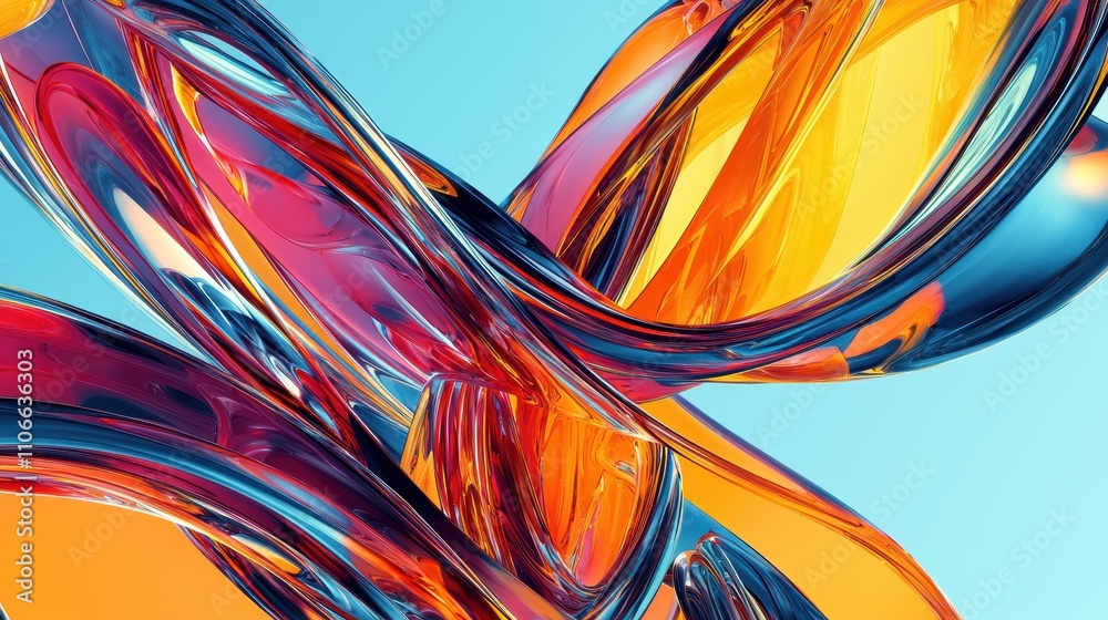 Abstract Colorful Swirling Liquid Glass Art Design