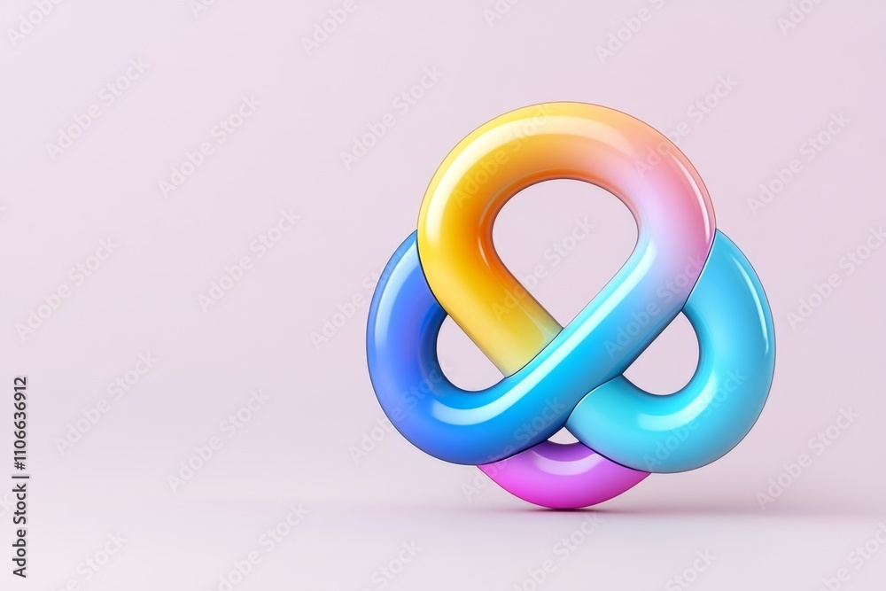 A circle of arrows forming an infinity loop on a digital app icon, glowing subtly against a gradient background