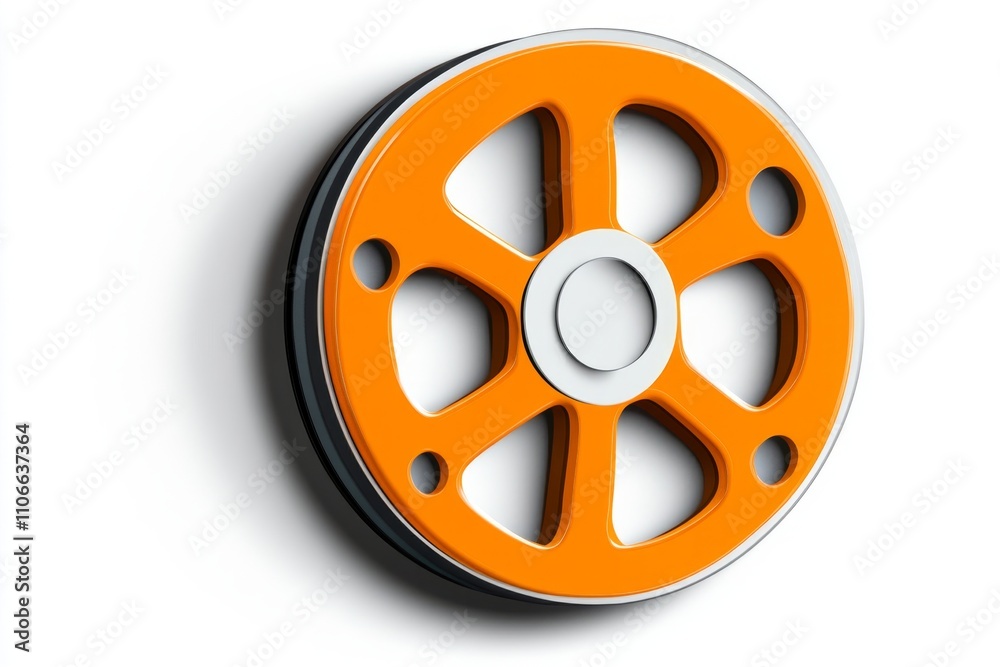 Fototapeta premium A clean, flat design of a film reel icon, drawn with bold lines and subtle gradients on a white background