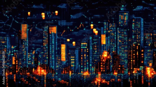 Wallpaper Mural Vibrant Night Cityscape with Neon Lights and Reflections Torontodigital.ca