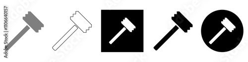 meat hammer, meat mallet or pounder, for cooking kitchen for raw beef or steak vector pictogram sign icon symbol ui and ux design, glyphs and stroke line	
