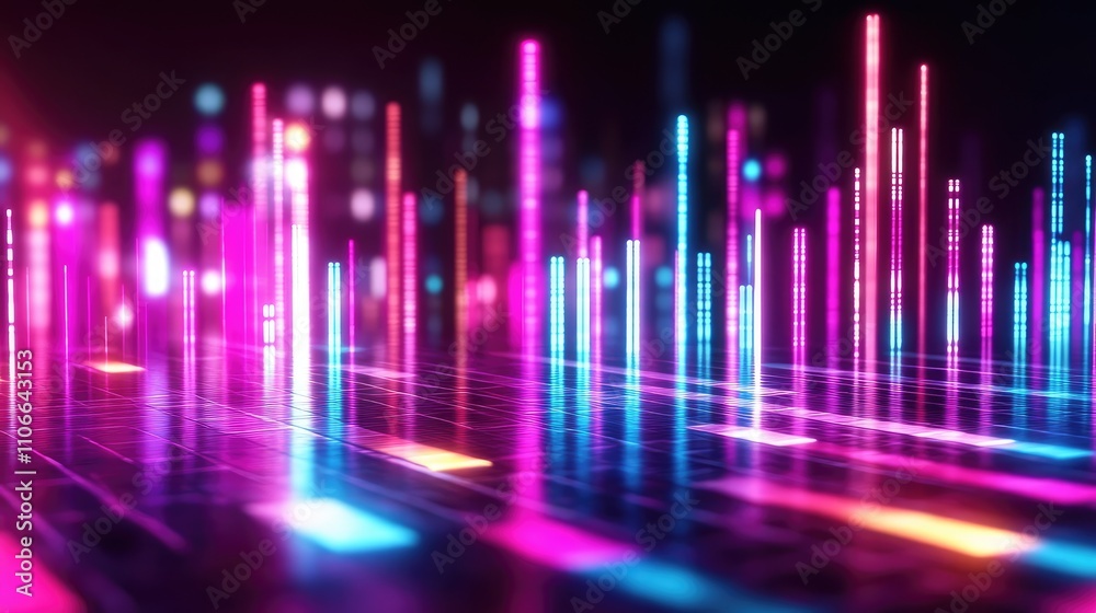 Colorful Digital Sound Wave Visualization with Bright Neon Colors Colorful Digital Sound Wave Visualization with Bright Neon Colors